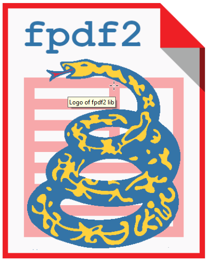 fpdf2 logo with cursor showing an alternate description