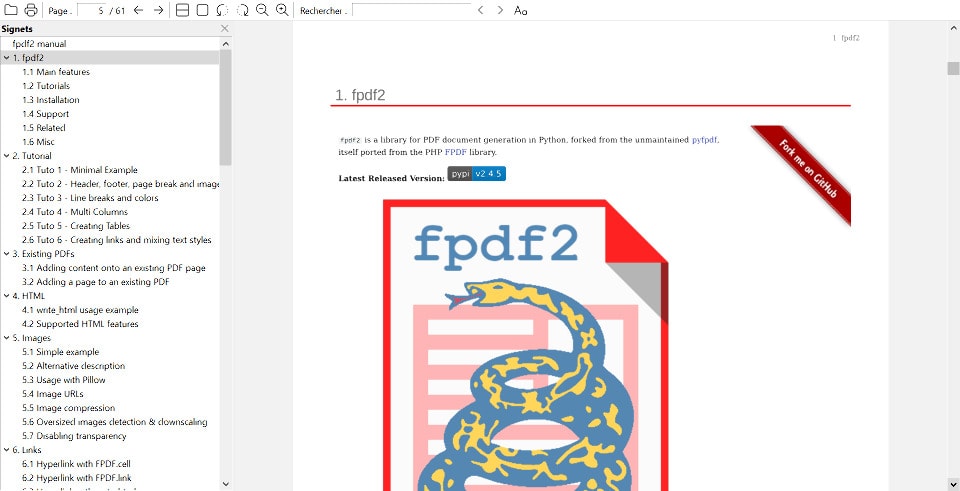fpdf2 PDF manual screenshot