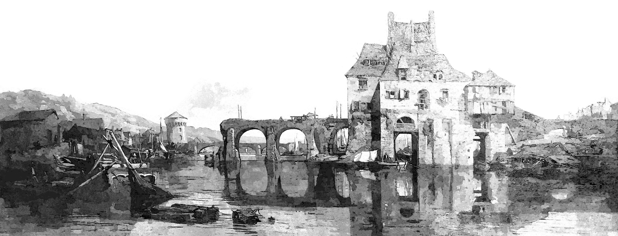 Angers old bridge, black & white